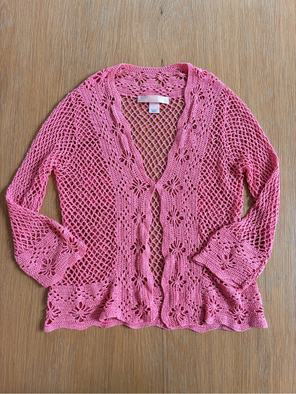 Vintage Y2K Victoria’s Secret Angels Crochet Cardigan XS/S-Pink-Coral Open Knit